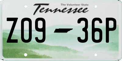 TN license plate Z0936P