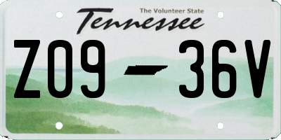 TN license plate Z0936V