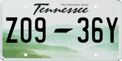 TN license plate Z0936Y