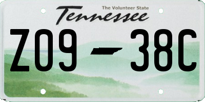 TN license plate Z0938C