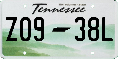 TN license plate Z0938L