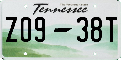 TN license plate Z0938T