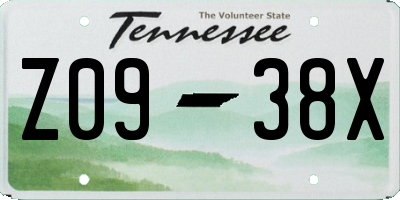 TN license plate Z0938X