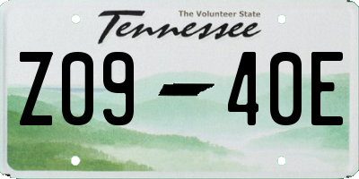 TN license plate Z0940E