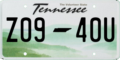 TN license plate Z0940U