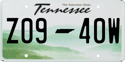 TN license plate Z0940W