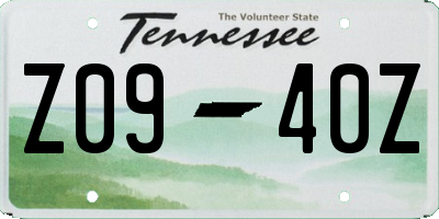 TN license plate Z0940Z