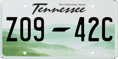 TN license plate Z0942C