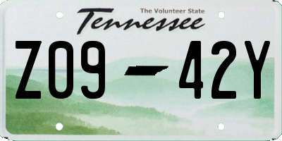 TN license plate Z0942Y