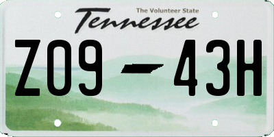 TN license plate Z0943H