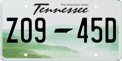 TN license plate Z0945D