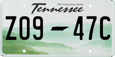 TN license plate Z0947C