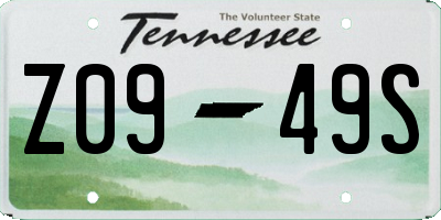 TN license plate Z0949S