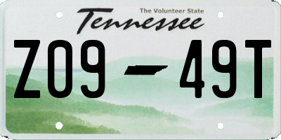 TN license plate Z0949T