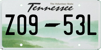 TN license plate Z0953L