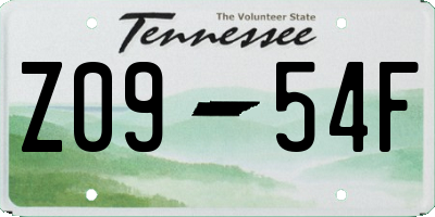 TN license plate Z0954F