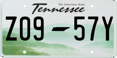 TN license plate Z0957Y