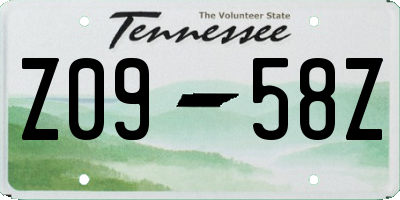 TN license plate Z0958Z