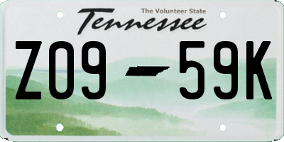 TN license plate Z0959K