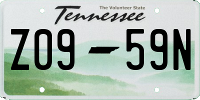 TN license plate Z0959N