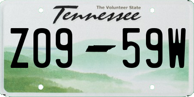 TN license plate Z0959W