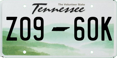 TN license plate Z0960K
