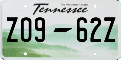 TN license plate Z0962Z
