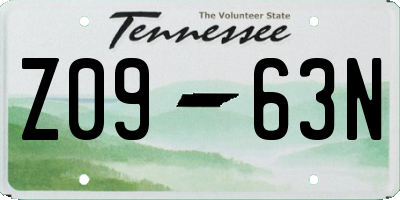 TN license plate Z0963N