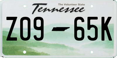 TN license plate Z0965K