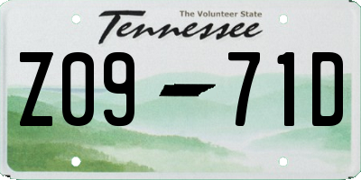 TN license plate Z0971D