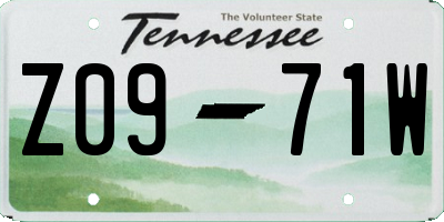 TN license plate Z0971W