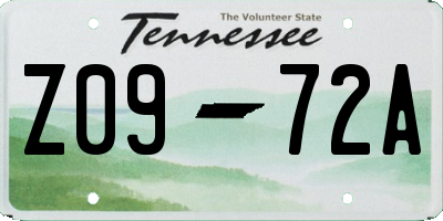 TN license plate Z0972A