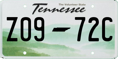 TN license plate Z0972C