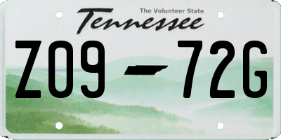 TN license plate Z0972G