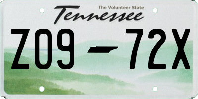 TN license plate Z0972X