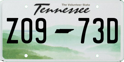 TN license plate Z0973D