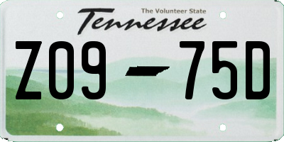 TN license plate Z0975D