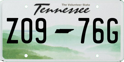 TN license plate Z0976G