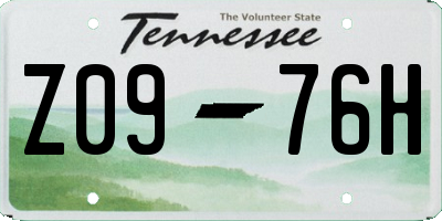 TN license plate Z0976H