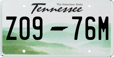 TN license plate Z0976M