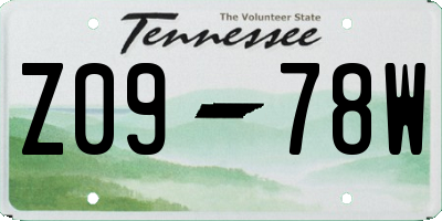 TN license plate Z0978W