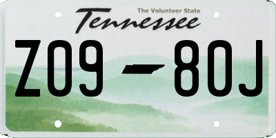 TN license plate Z0980J