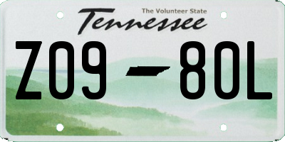 TN license plate Z0980L