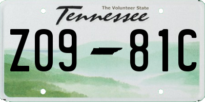 TN license plate Z0981C