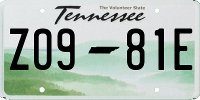 TN license plate Z0981E