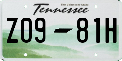 TN license plate Z0981H