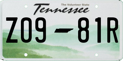 TN license plate Z0981R