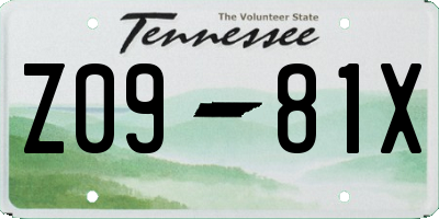 TN license plate Z0981X
