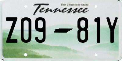 TN license plate Z0981Y