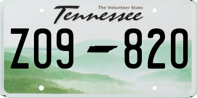 TN license plate Z0982O